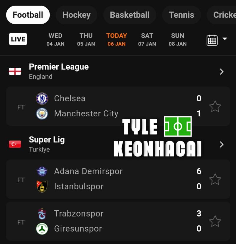 Cập nhật livescore trực tiếp trên tylekeonhacai.me